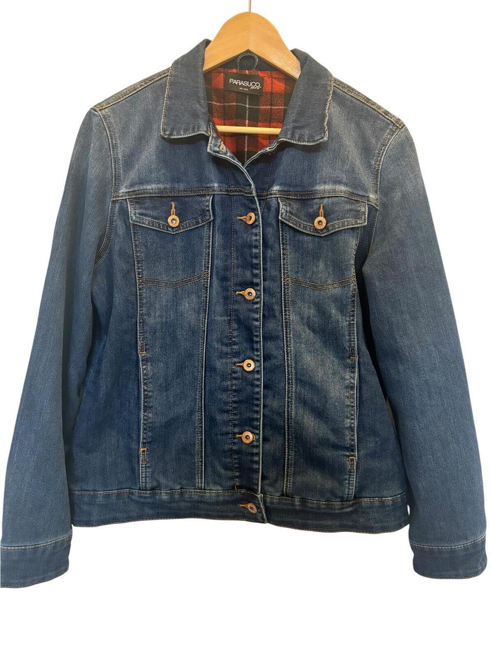 🍁 Parasuco Vintage Jean Jacket Cozy Plaid Lined M